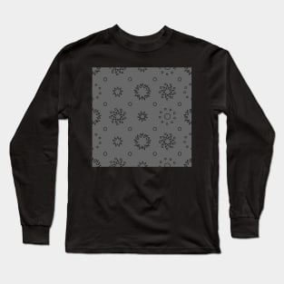 Suns and Dots Black Lines on Grey Repeat 5748 Long Sleeve T-Shirt